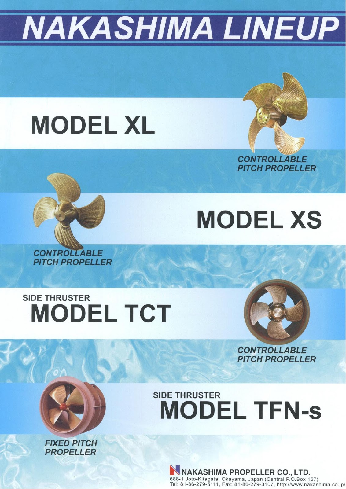 Nakashima Propellers - Model XL, Model XS, Model TCT, Model TFN-s