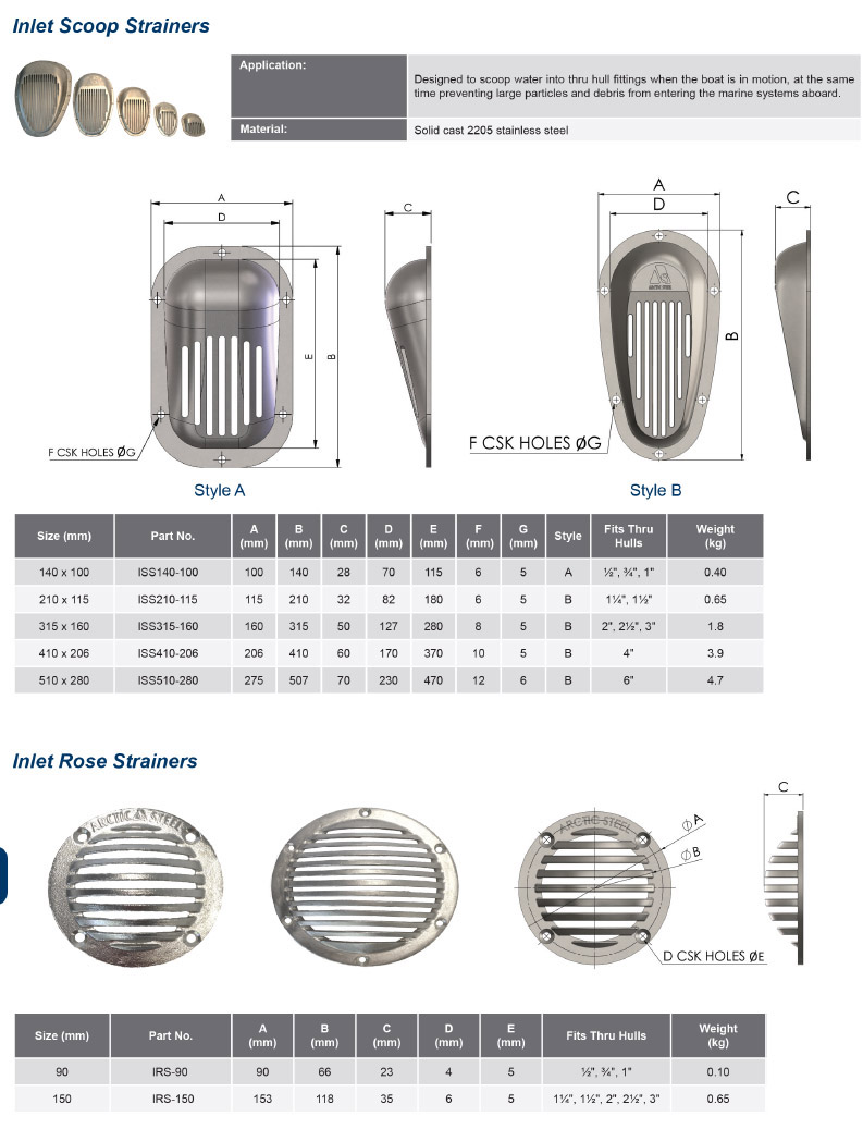 Inlet Scoop Strainers and Rose Strainers